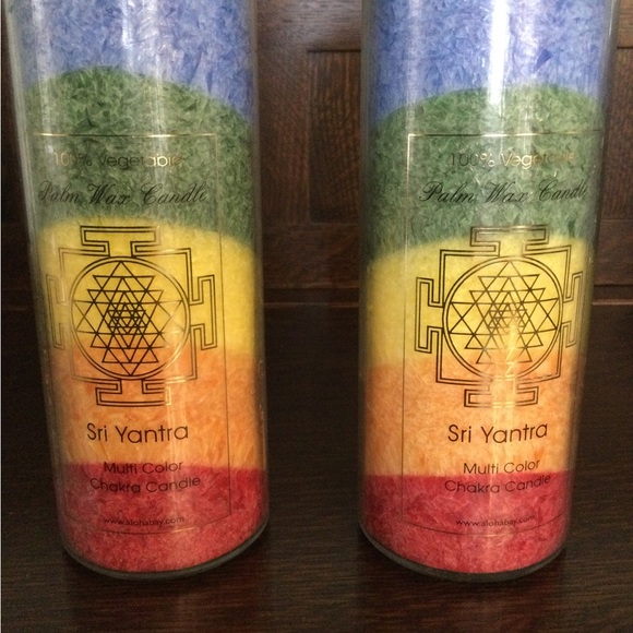 2 Aloha Bay Unscented Chakra Jar Rainbow Sri Yantra Candles - Picture 4 of 6